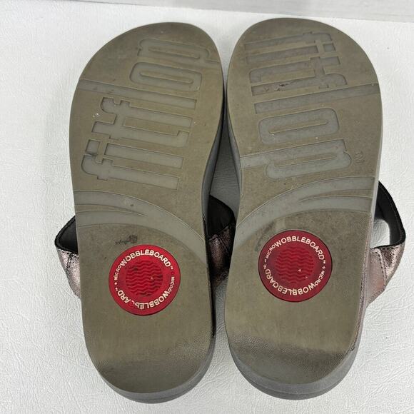 FitFlop Thong Sandals Size 8 Jeweled Metallic Slip On Toe Post Flip Flop Shimmer - Picture 9 of 10